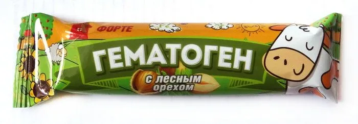 Гематоген Форте с лесным орехом, плитка, 40 г, 1 шт.