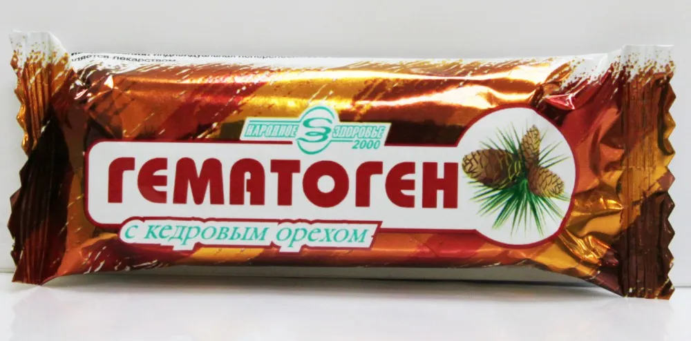 Гематоген Народный с кедровым орехом, плитка, 40 г, 1 шт.