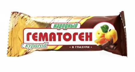 Гематоген народный с курагой в глазури, плитка, 40 г, 1 шт.