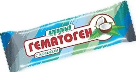 Гематоген народный с кокосом, плитка, 40 г, 1 шт.