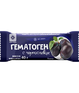 Гематоген с черносливом, плитка, 40 г, 1 шт.