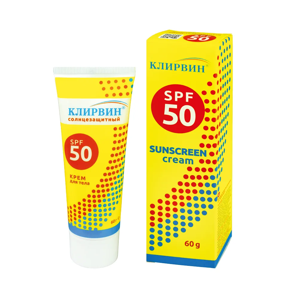 Клирвин солнцезащитный крем SPF50, крем для тела, 60 г, 1 шт.