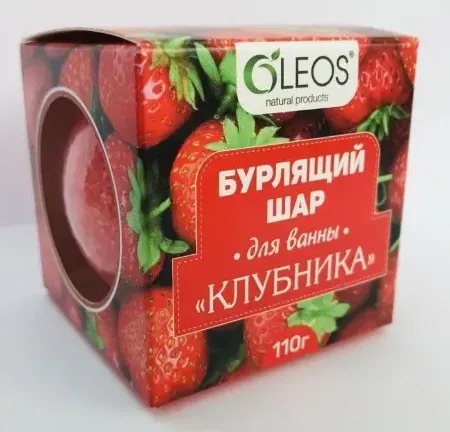 Oleos шар бурлящий для ванн, клубника, 110 г, 1 шт.