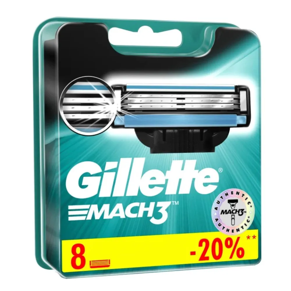 Gillette Mach 3 Кассеты для бритвенного станка, 8 шт.