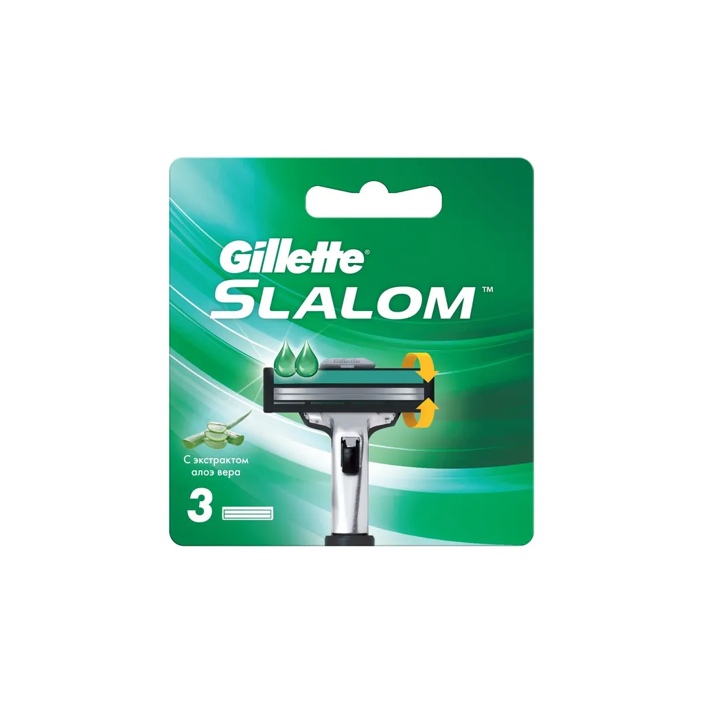 Gillette Slalom Сменные кассеты, кассета для бритвы, с экстрактом алоэ, 3 шт.