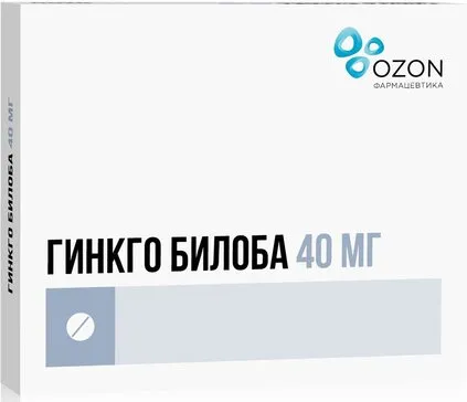 Гинкго Билоба, 40 мг, таблетки, покрытые пленочной оболочкой, 30 шт.