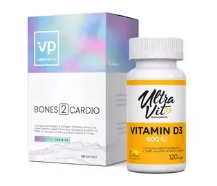 Vplab Ultra Vit Витамин D3 + Bones 2 Cardio, капсулы, 180 шт.