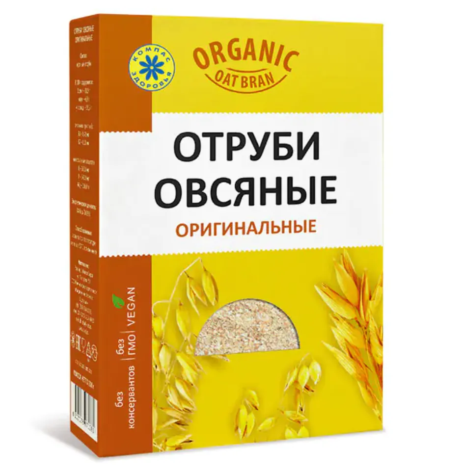 Компас Здоровья Отруби овсяные, оригинальный, 200 г, 1 шт.