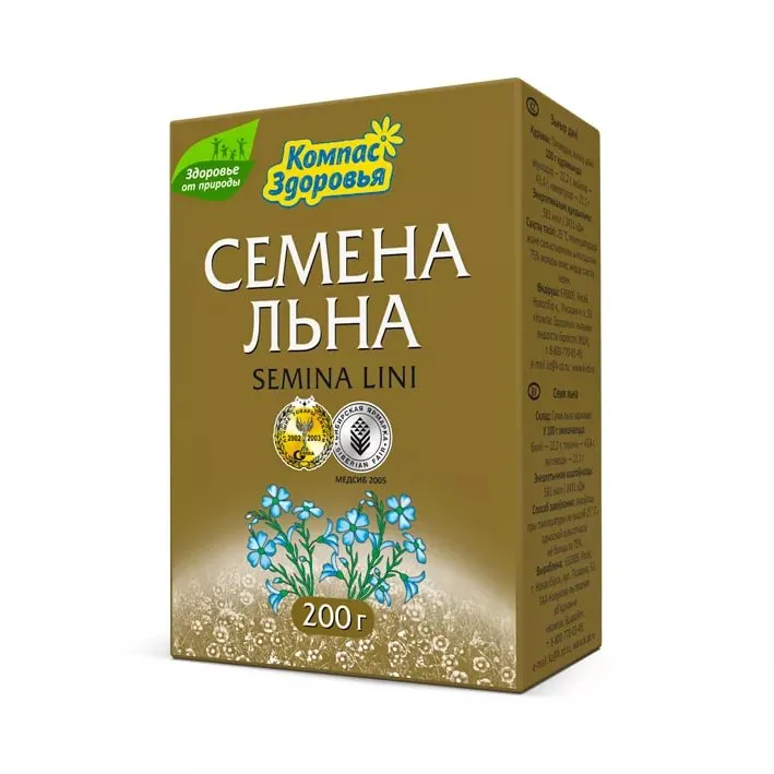 Компас здоровья семена льна коричневого, семена, 200 г, 1 шт.