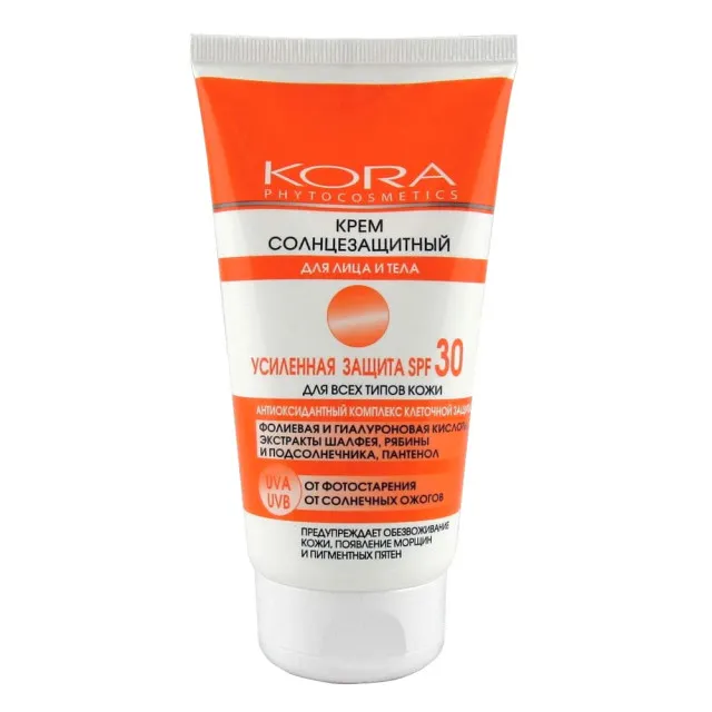 Kora Крем солнцезащитный для лица и тела SPF 30, арт. 42313, крем, усиленная защита, 150 мл, 1 шт.