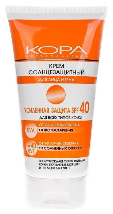 Кора Крем для лица и тела солнцезащитный SPF40, крем для лица и тела, арт. 42306, 150 мл, 1 шт.