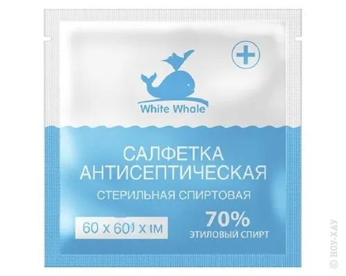 White Whale Салфетка антисептическая спиртовая, 60х60 мм, 1 шт.