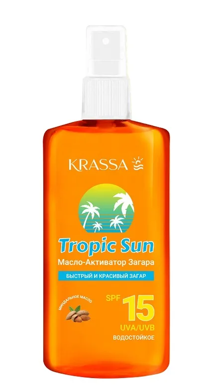 Krassa Tropic Sun Масло активатор загара, спрей, с фильтром SPF 15, 150 мл, 1 шт.