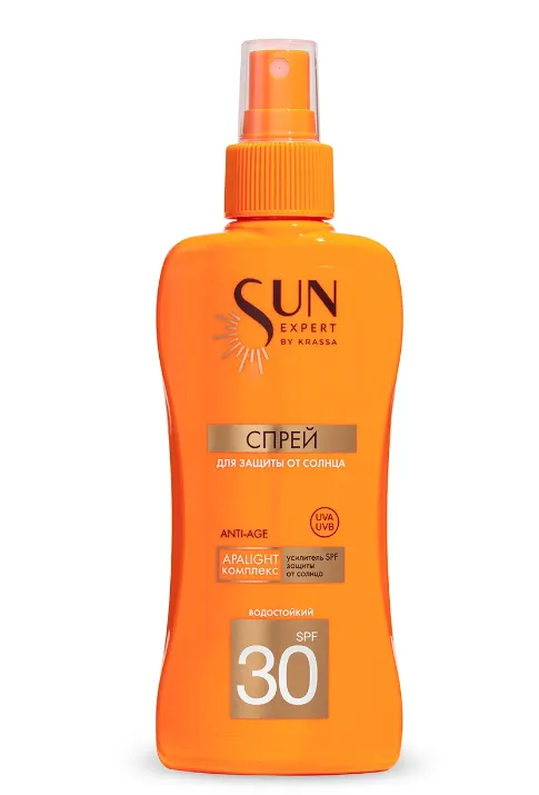 Krassa Sun Expert Спрей для защиты от солнца, spf 30, спрей, 180 мл, 1 шт.