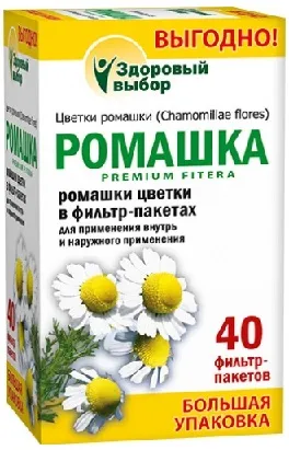 Здоровый выбор Ромашка, фиточай, 1,5 г, 40 шт.