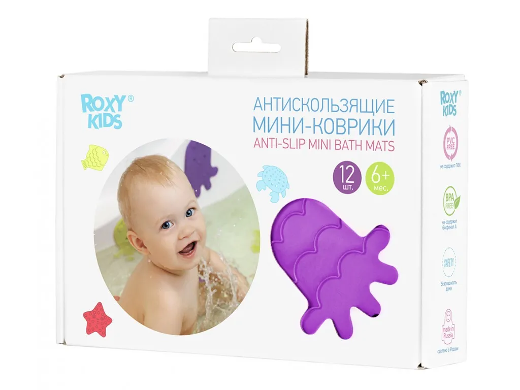 Roxy-kids Антискользящие мини-коврики для ванны, 12 шт.