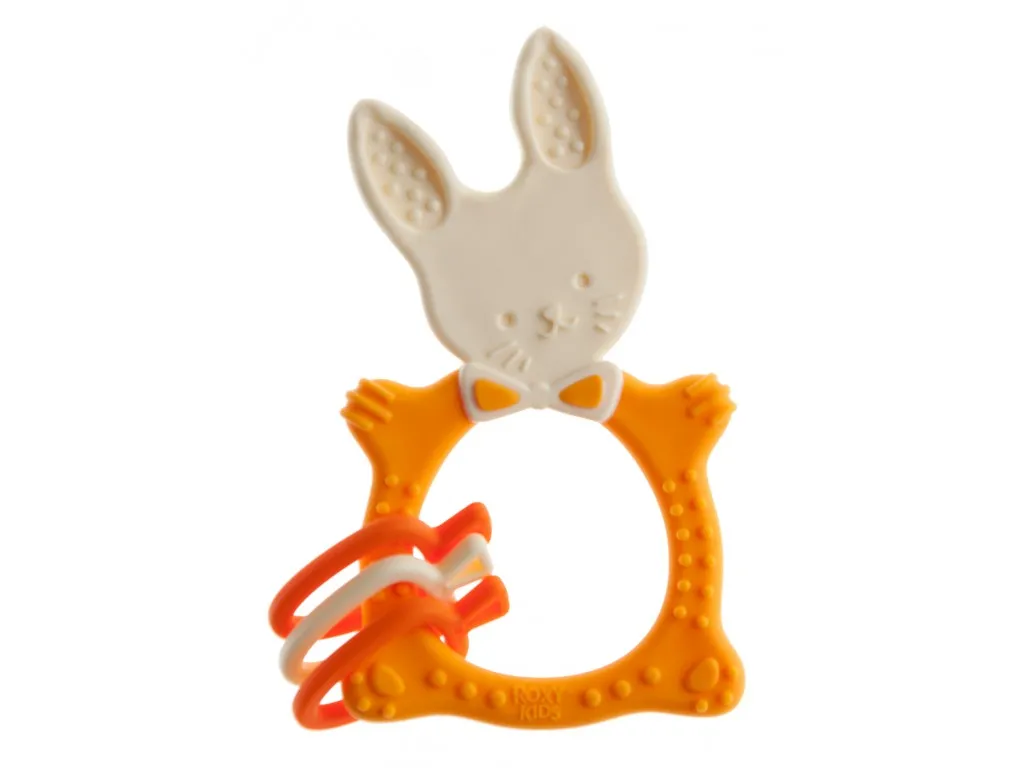 Roxy-kids Прорезыватель универсальный Bunny teether, для детей с 3 месяцев, цвет горчичный, 1 шт.