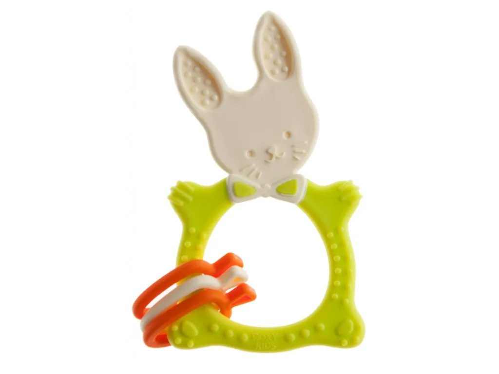 Roxy-kids Прорезыватель универсальный Bunny teether, для детей с 3 месяцев, цвет зеленый, 1 шт.