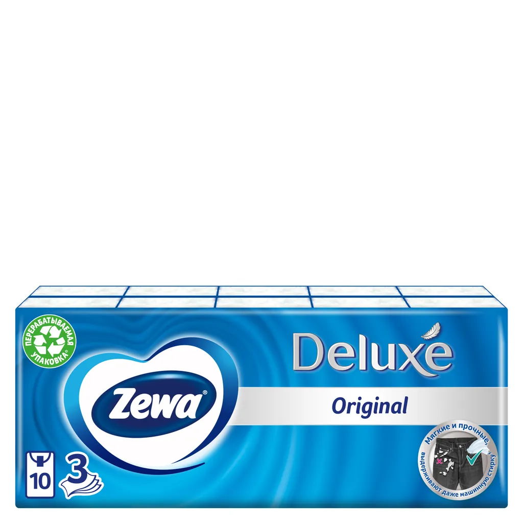 Zewa Deluxe платки носовые бумажные, 10х10, платочки, 100 шт.