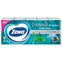 Zewa Deluxe платки носовые бумажные ментол, 10х10, платочки, с ментолом, 100 шт.