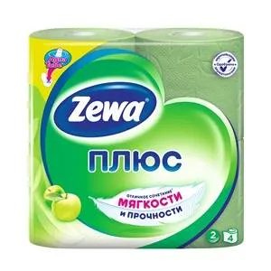 Zewa plus Туалетная бумага двухслойная Яблоко, 4 шт.