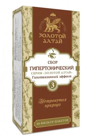 Золотой Алтай Гипертонический сбор №3, фиточай, гипотензивный эффект, 1.5 г, 20 шт.