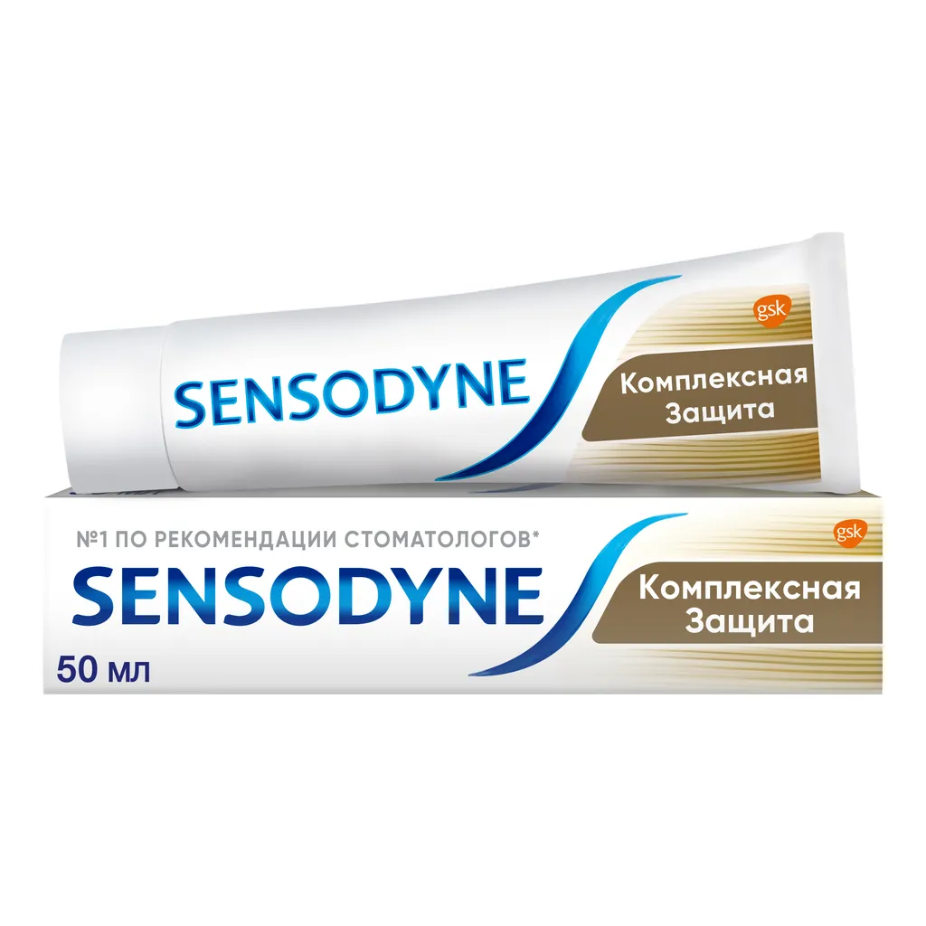 Зубная паста Sensodyne Комплексная Защита, с фтором, паста зубная, 50 мл, 1 шт.