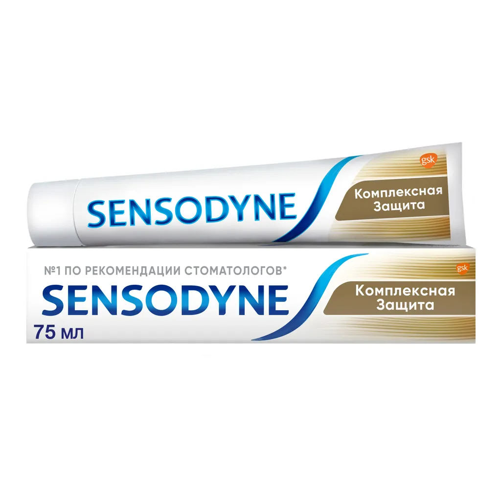 Зубная паста Sensodyne Комплексная Защита, с фтором, паста зубная, 75 мл, 1 шт.