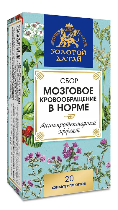 Золотой Алтай Сбор Мозговое кровообращение в норме, фиточай, 1.5 г, 20 шт.